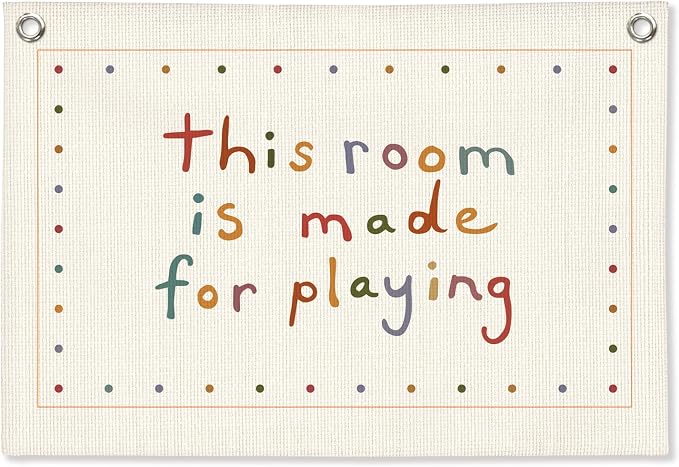 Playroom Decor Canvas Banner "This Room Was Made For Playing Flag Wall Decor, Nursery Canvas Art, Playroom Wall Hanging Flag Decorations for Kids Boy Girl Nursery Toddler Room Bedroom, 30x20 Inch