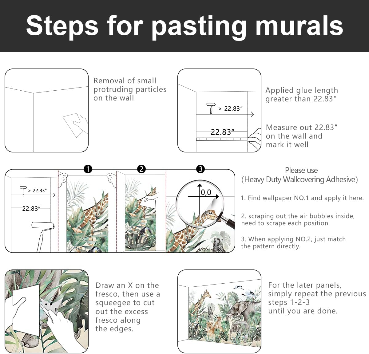 -Tropical Rainforest Plants Animals Tigers Fabric Wallpaper Jungle Plants Banana Leaves Boys Girls Kindergarten Children Bedroom Large Mural- 91"x65"（ not Peel and Stick）