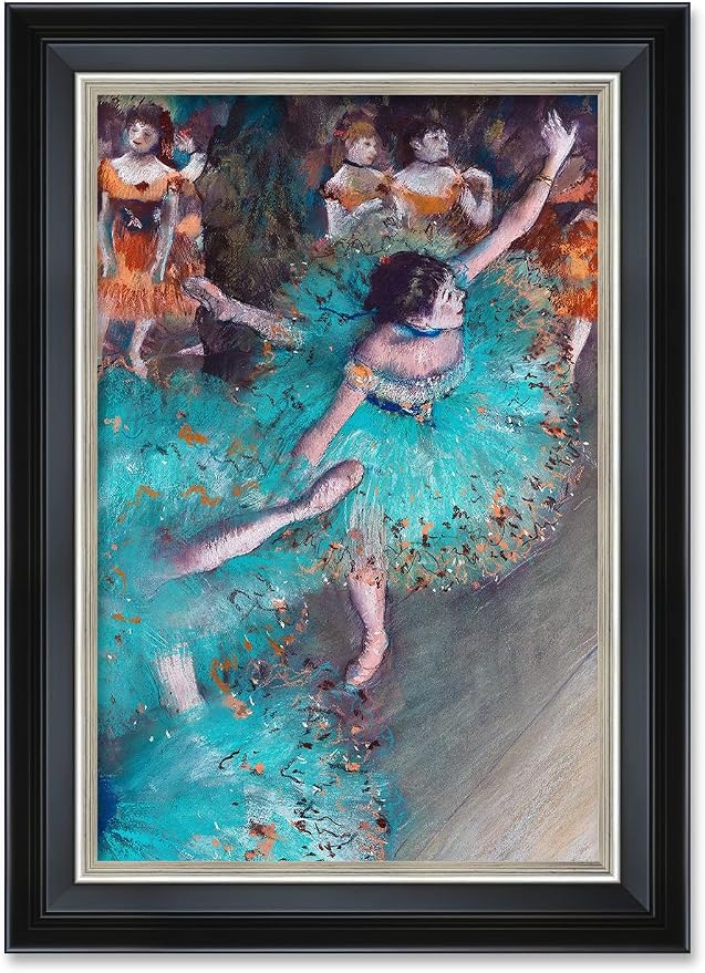 DECORARTS - Dancer in Green by Edgar Degas. Giclee Prints on Canvas. Fine Art Reproduction with Framed Wall Art. Perfect for Enhancing Home and Office Interiors. Total Size w/Frame: 15.25x21.25