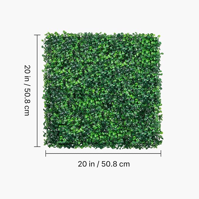 VEVOR 12PCS Artificial Boxwood Panels, 20 x 20 inch Boxwood Hedge Wall Panels Artificial Grass Backdrop Wall, 1.6 in Sun Protected Privacy Hedge Screen for Indoor Outdoor Garden Fence Backyard