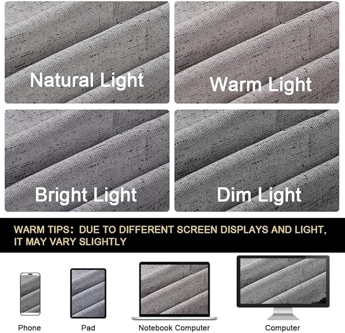 PrinceDeco 100% Blackout Curtains 90 inches Long for Bedroom Dining Room Soundproof Window Treatment Drapes with White Liner Noise Reducing Linen 90 Inch Blackout Curtains，Light Grey，52 x 90 Inch