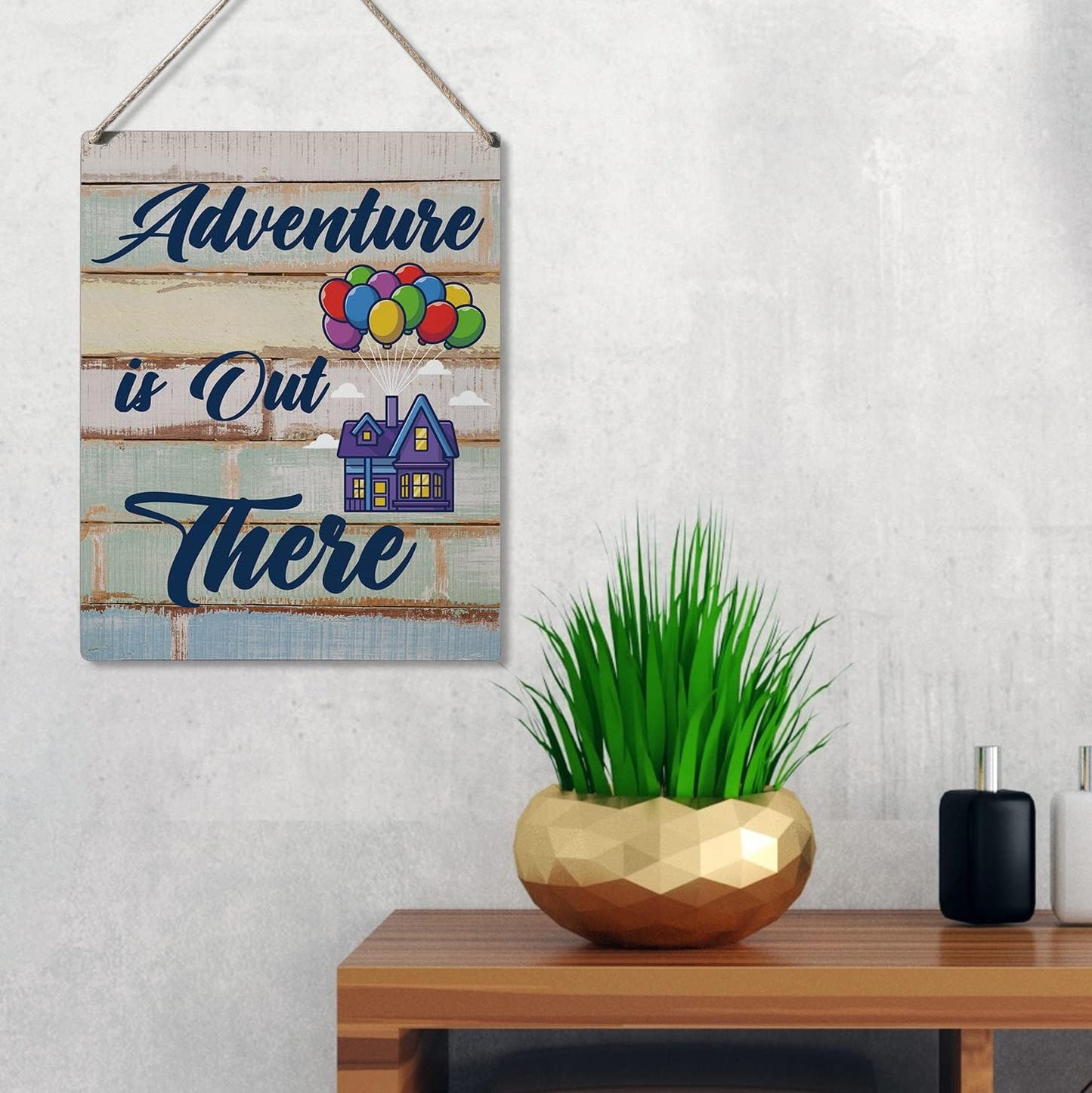 Qious Inspirational Signs Gift Farmhouse Adventure is Out There Wooden Hanging Sign Rustic Art Wall Home Living Room Bedroom Kitchen Decoration 10 x 8 Inches