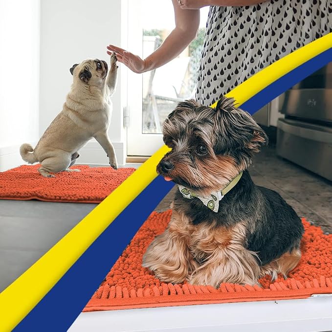 Muddy Mat® | Super Water Absorbent Door Mat Indoor, Microfiber Quick Dry Chenille Entryway Rug, Slip Resistant Front Door Mat, Indoor Mats for Entryway, Machine Washable Pet Rug, Coral 48" x 60"