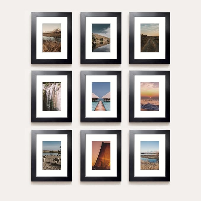 LaVie Home 8x10 Picture Frame, 8 x 10 Frame Display Pictures 5x7 with Mat or 8x10 Without Mat, Stable and Sturdy Black Frame and Polished Plexiglass, Horizontal and Vertical Format of The Walls, 1 Pc