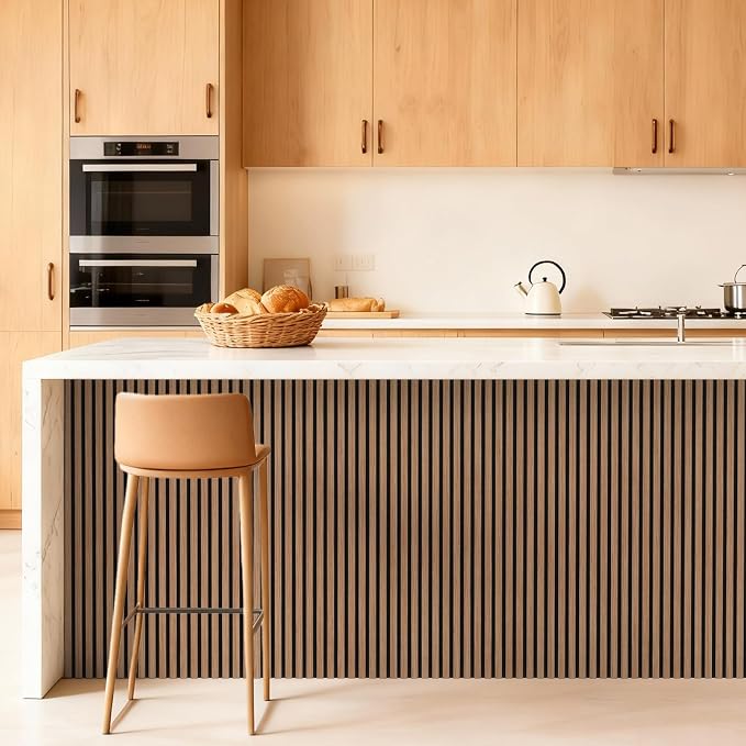 TONOR Wood Slatwall Panels, 4 Pack 47.2" x 23.6"/ 120 x60cm(31ft²) Acoustic Wall Panels, Wood Slat Acoustic Panels for Noise Cancelling and Home Decor, Living Room, Bedroom, Office, Room Decor, Walnut