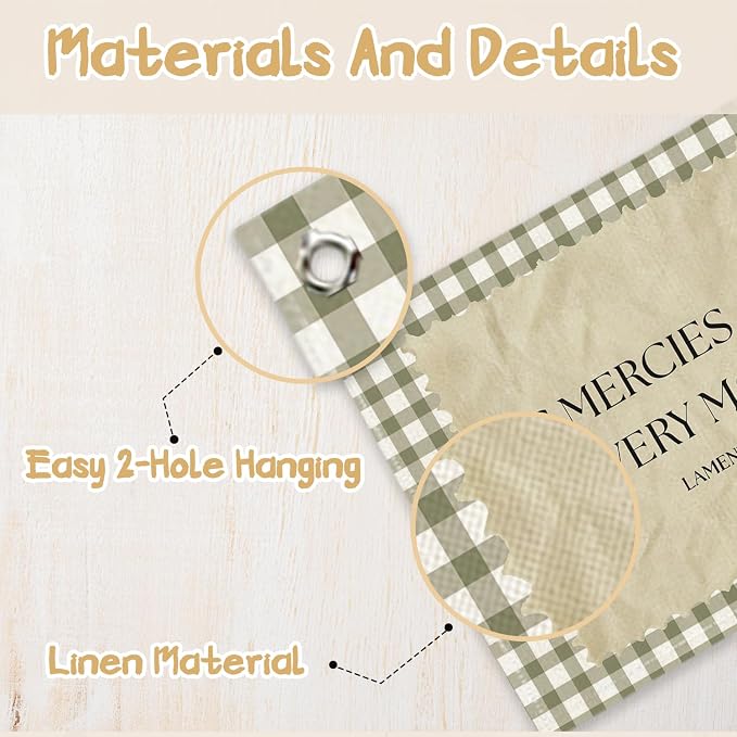 RTXLEZM Christian Nursery Decor, Kids Room Wall Art Decor | Retro His Mercies Are New Every Morning Christian Canvas Banner Wall Hanging for Kids Toddler Boys Nursery Room Bedroom