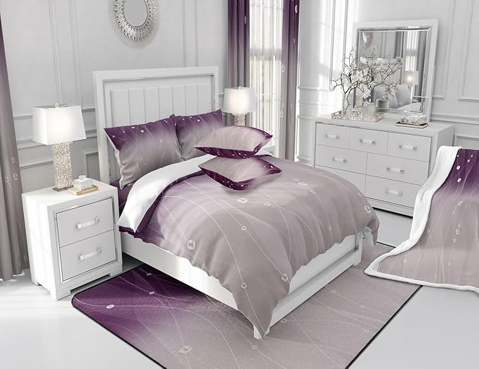 jejeloiu Purple Darkening Drapes Kids Ombre Strip Lines Curtains for Bedroom Living Room Gradient Style Pearl Blackout Curtains for Women Men Lightweight Abstract Window Treatments s