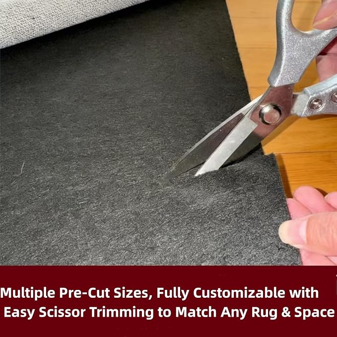 Non-Slip Rug Pad 9x12 ft,1/4" Thick, Non Skid Rug Pads for Hardwood Floors and Carpet, Extra Thick Area Rug Gripper, 100% Waterproof Felt and Rubber Rug Mat
