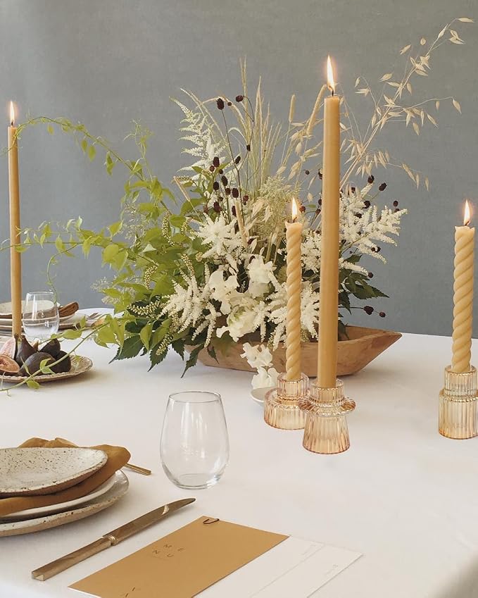 Vixdonos Taper Glass Candlestick Holders Tealight Candle Holders for Table Centerpieces, Wedding Decor and Dinner Party (6 Pcs, Gold)