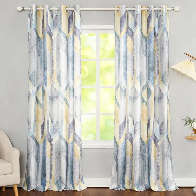 Leeva Drapes & Curtains for Home with Grommet, Linen Textured Modern Solid Window Treatments Decorative Curtain Panel for Guest Room, 1 Large Window Panel, 100" x 84"