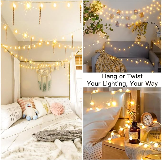 suddus 50 LED Classroom Globe String Lights USB Warm White with Remote | Hanging Fairy Lights With Timer,String Lights for Bedroom for Bedroom, Dorm, Classroom Christmas,Indoor,Outdoor Decor