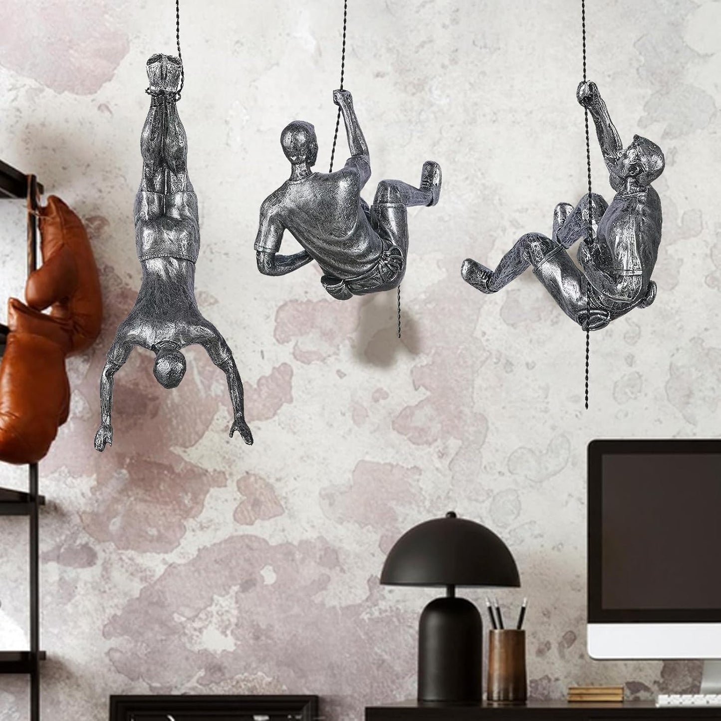 Large Set of 3 Climbing Men Wall Art Decor Sculpture,Nordic Modern Simplicity Decorative Wall Art, Climbing Man Sculptures,Home & Office Climber Gifts