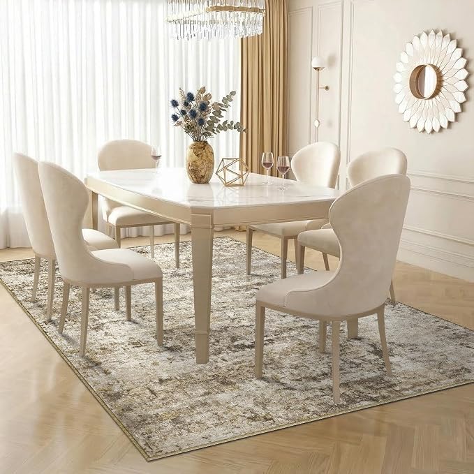 6x9 Area Rugs Washable Living Room Rug-No Slip Soft Carpets Modern Abstract Indoor Floor Stain Resistant Carpet for Bedroom Dining Room Farmhouse Nursery Home Office Brown