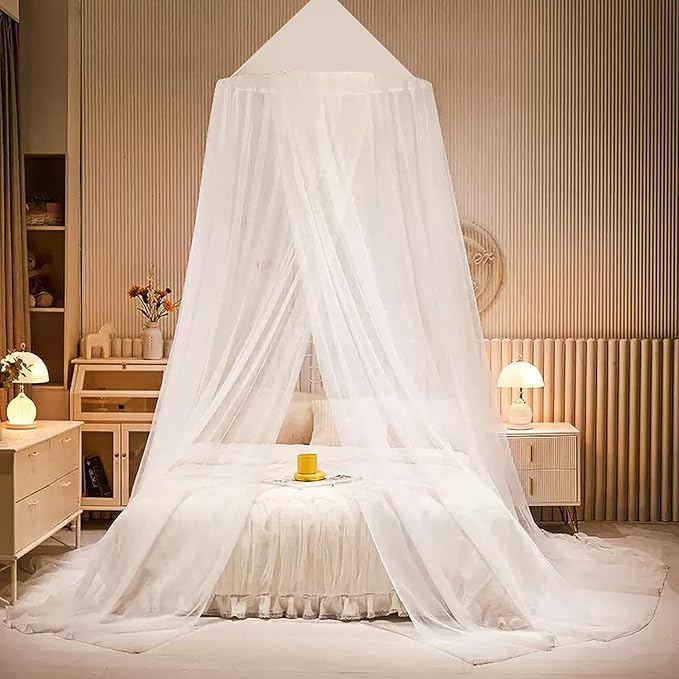 Princess Decor Canopy for Kids Bed, Soft and Durable Bed Canopy for Girls Room Tent Canopy Dreamy Mosquito Net Bedding, Children Reading Nook Canopies Indoor (White net)