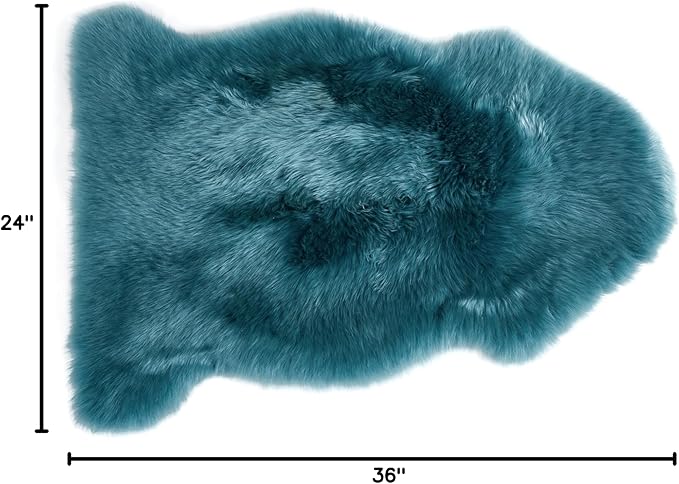 Beach Blue Genuine Sheepskin Rug 2x3 ft, Real Fluffy Single Pelt Fur Accent Rug for Chair, Seat Cover, Nursery & Home Decor, Natural & Soft Shaggy Throw