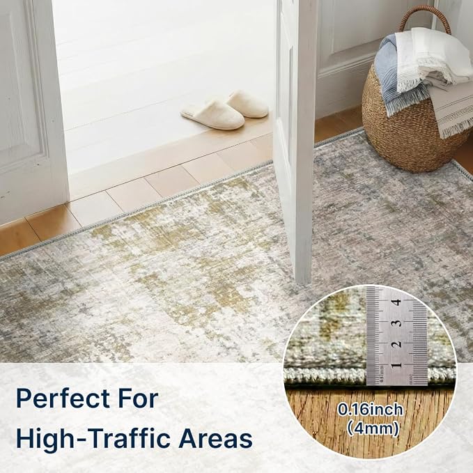 6x9 Area Rugs Washable Living Room Rug-No Slip Soft Carpets Modern Abstract Indoor Floor Stain Resistant Carpet for Bedroom Dining Room Farmhouse Nursery Home Office Tan