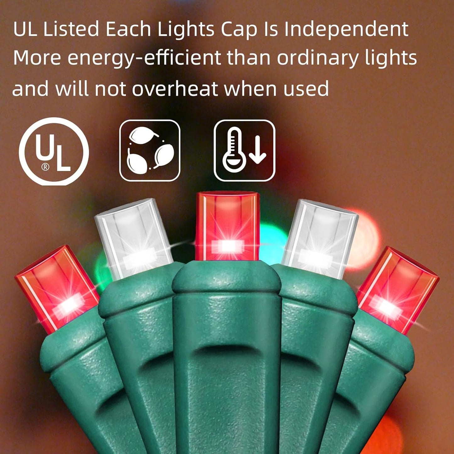 200LED (4pk of 50L) String Lights, LED Christmas Lights, 6" SPACING,Green Wire,Red and White