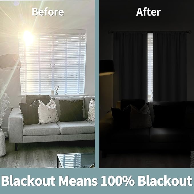 BGment 100% Blackout Curtains for Bedroom 45 Inch Length 2 Panels, Thermal Insulated Room Darkening Curtains Rod Pocket Soundproof Bedroom Living Room Window Curtains, Dove Grey, Each 42 Inch Wide