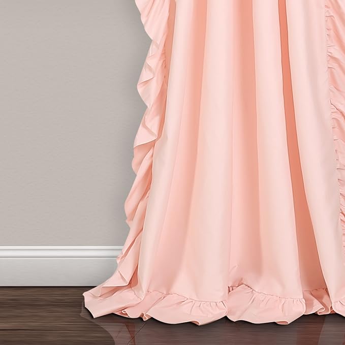 Lush Decor Reyna Ruffle Window Curtain Panel Set, Pair, 54" W x 84" L, Blush Pink - Flowy Curtain - Romantic Ruffle Curtains for Bedroom, Living room, or Dining Room - Farmhouse & Cottage Home Decor