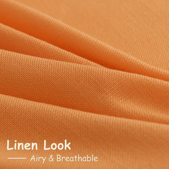 Nanspring Orange Linen Curtains for Bedroom Back Tab Light Filtering Privacy Sheer Curtains Modern Farmhouse Decor Linen Blend Textured Gauze Curtain for Living Room 2 Panels Set 52x72