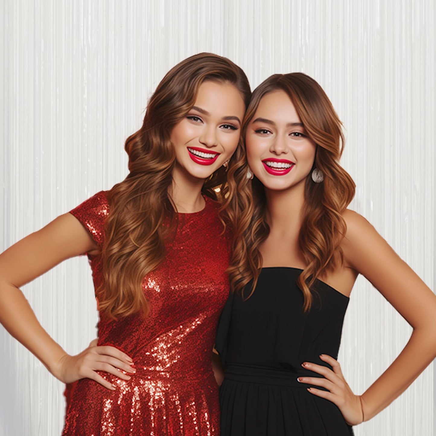 3 Pack Foil Fringe Backdrop - White Shiny Tinsel Curtains for Party Decoration/Photo Booth Props - 3.3x8.2 FT Metallic Foil Backdrop for Birthday, Wedding, Graduation, Christmas.