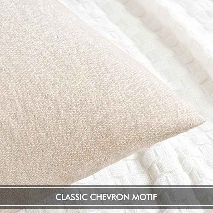 MIULEE Pack of 2 Cream Decorative Pillow Covers 20x20 Inch | Soft Chenille Couch Throw Pillows Farmhouse Cushion Covers for Home Decor Sofa Bedroom Living Room