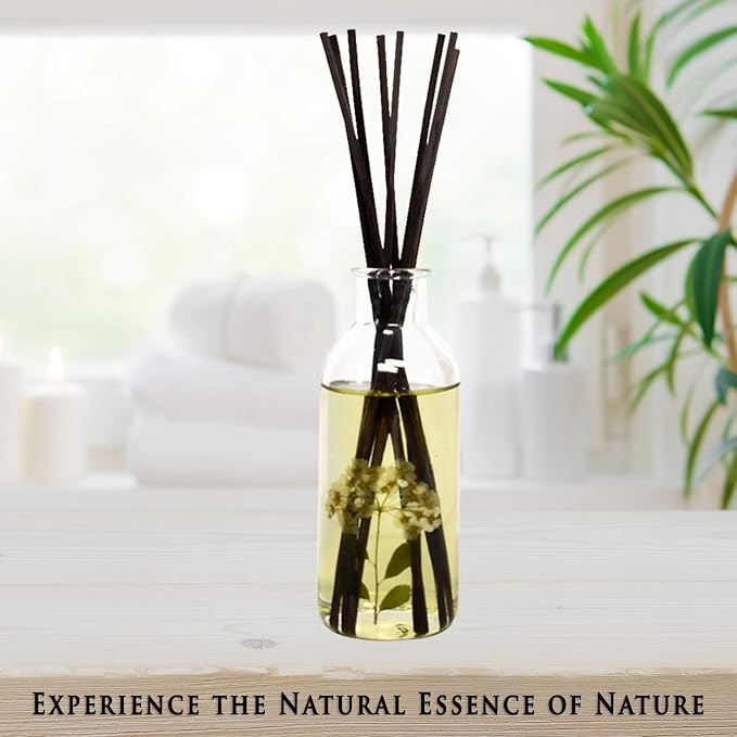 Urban Naturals Reed Diffuser Set, Spring Blooms - Bathroom Shelf Décor | Real Flowers in the Bottle Bulgarian Rose, Egyptian Jasmine, Blue Orchid, Lily of the Valley, Amber