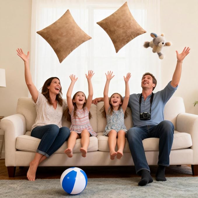Throw Pillows with Inserts Included, 18x18 Couch Pillows,Throw Pillows for Couch,Brown 2 Pack.