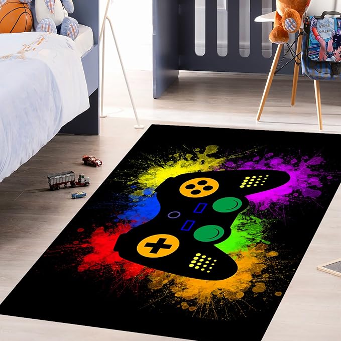 Gaming Rugs for Boys Teens Bedroom Decor Gamer Rugs for Living Room Gamepad Controller Carpets, 2'x3'