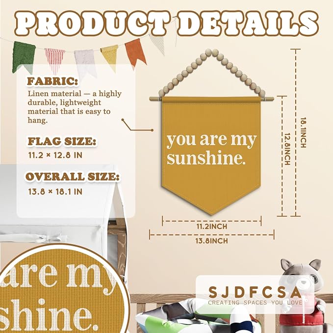 SJDFCSA You Are My Sunshine Wall Art Decor, Kids Room Decor, Inspirational Boho Nursery Wall Hanging Display Pennant Flag for Kids Girl Nursery Toddler Room Bedroom Playroom Classroom