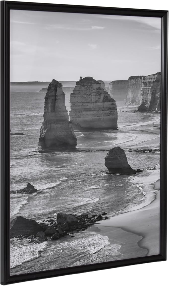 Kate and Laurel Adlynn Modern Rectangle Poster Frame, 20 x 26, Black, Minimal Large Photo Frame for Use as Movie Poster Display or Gallery Wall Piece in Living Room Wall Decor