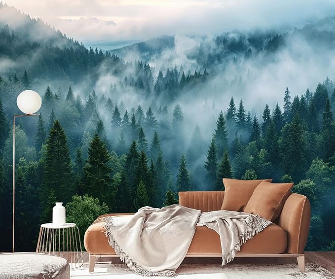 YQWDMX - Misty Forest Wallpaper self-Adhesive wall murals for Bedroom ZY19 M