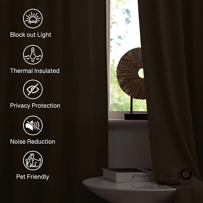StangH Camel Beige Privacy Doorway Curtains, W42 x L84 inches, 2 Panels | 300GSM Soft Velvet, Privacy & UV Protection, Light Filtering, Thermal Insulated, Bedroom, Office, Farmhouse Decor