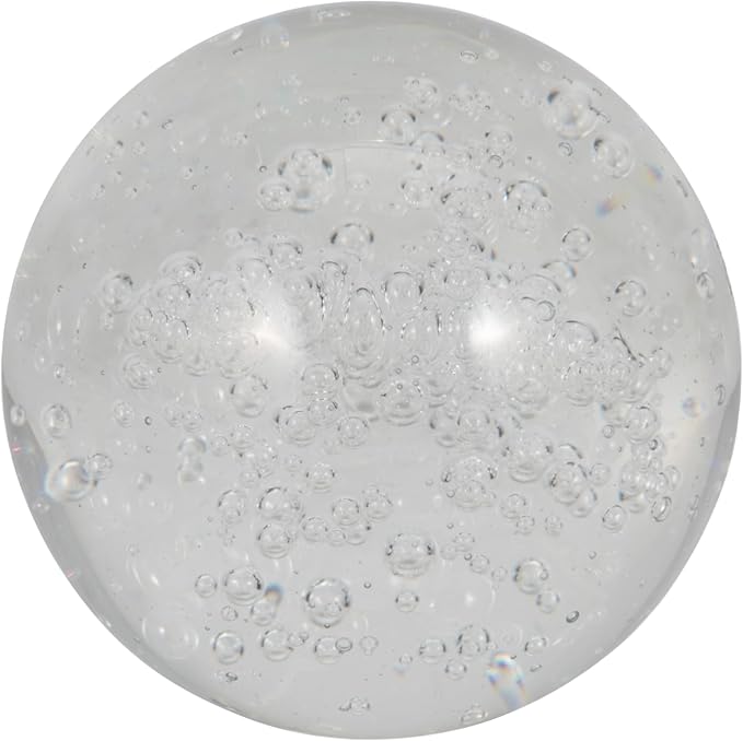 Decorative Crystal Orb Ball for Home Decor - Ornament Sculpture for Bathroom, Office Desk, and Living Room Decor - Ideal Accessory for Shelf Accent and Cofffe Table Display - 5", Clear & Frost
