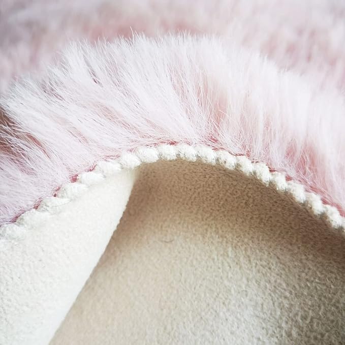 Ghouse Pink Faux Rabbit Fur Rug 6x9 Machine Washable Area Rugs for Bedroom Fluffy Rugs for Living Room No-Shedding Carpet Sheepskin Rug