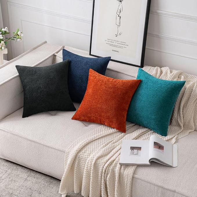 MIULEE Pack of 2 Terracotta Decorative Pillow Covers 18x18 Inch | Soft Chenille Couch Throw Pillows Farmhouse Cushion Covers for Home Decor Sofa Bedroom Living Room