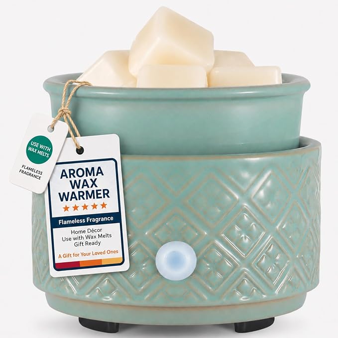Wax Melt Warmer for Scented Wax,3-in-1Ceramic Wax Warmer Fragrances Candle Oils, Home Fragrance Burner,Electric Candle Warmer Perfect Christmas Gifts for Mom Women(Gree)