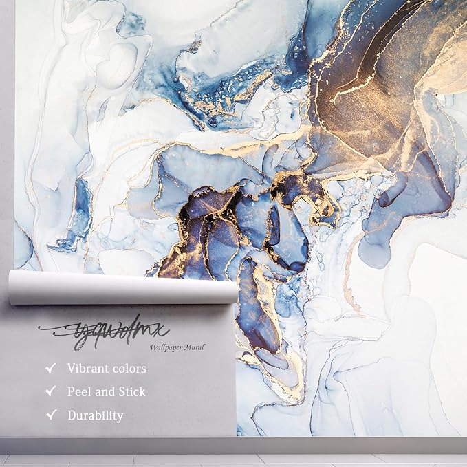 YQWDMX - Gray and Gold Marble Peel and Stick Wallpaper Abstract Mural for Bedroom ZY05 S