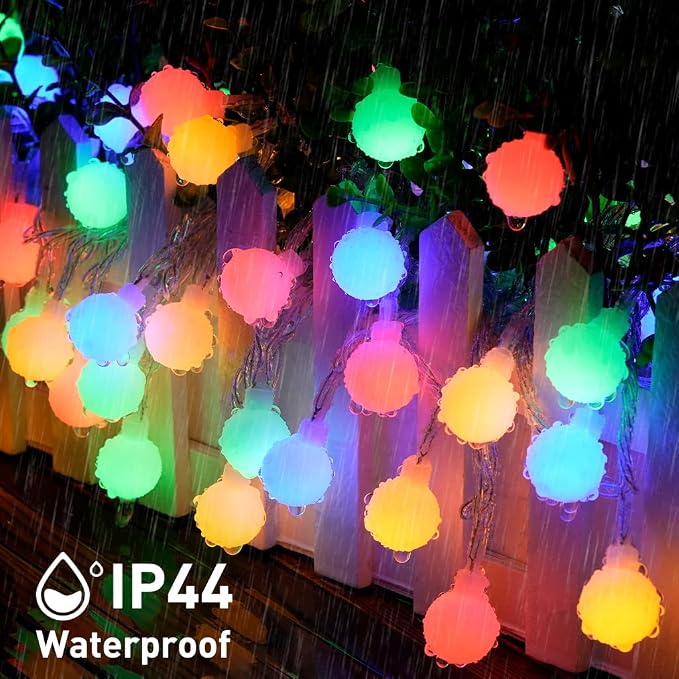 JMEXSUSS Multicolor 100 LED Globe Christmas Lights Indoor Plug in | 33ft 8 Mode String Lights with Remote, Connectable Fairy Lights for Bedroom Room Tree Party Holiday Christmas Decoration