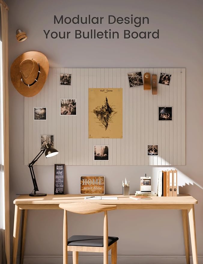 Fluxynara Large Felt Bulletin Board 48" x 36" Cork Board Alternative-12 Pack with 64 Safe Removable Adhesive Tabs, Cork Boards for Walls Cork Board for Home Office Classroom Pin Board -Milky White