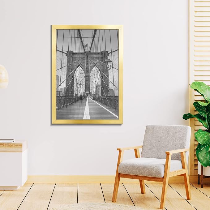 LaVie Home 19.25x26.75 Picture Frame, Large Poster Frame with High Definition Plexiglass, Horizontal or Vertical Wall Gallery Poster Frames Suitable for Photos, Artworks, Posters,Puzzle, Gold 1pc