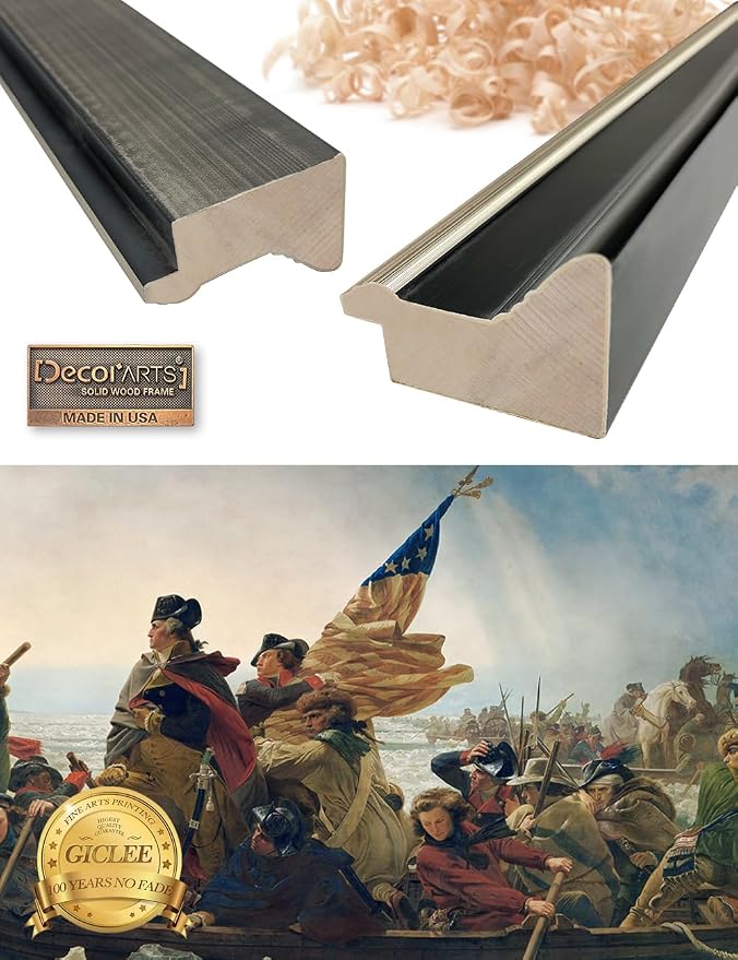 DECORARTS - Washington Crossing the Delaware by Emanuel Leutze. Giclee Prints on Canvas. Fine Art Reproduction with Framed Wall Art. Perfect for Wall Decor. Total Size w/Frame: 21.25x15.25
