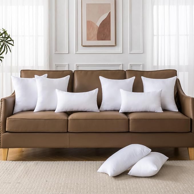 20 x 20 Pillow Inserts Set of 4 - Premium Soft and Fluffy 20 Inch Large Sofa Decorative White Square Throw Pillow Inserts Stuffing for Living Room Couch and Bedroom Interior Cushions