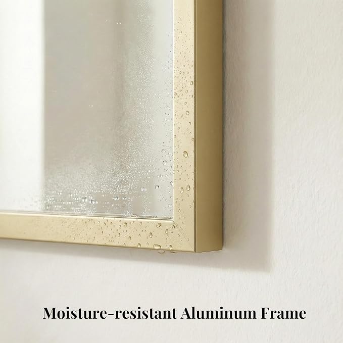 36"x36" Satin Gold Framed Square Bathroom Vanity Wall Mirror | Accent Wall Mirror, Square Geometric Look, Slim Metal Frame, Living Room or Entryway, Keyhole Mount, Tempered Glass