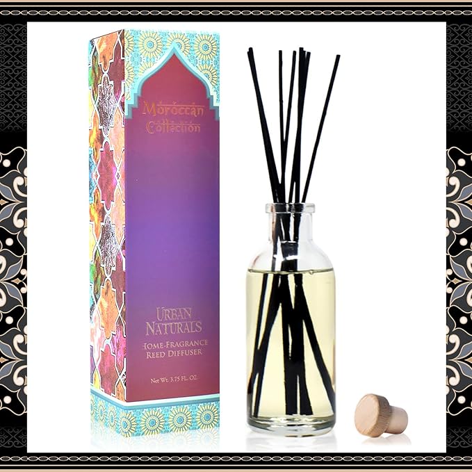 Urban Naturals Reed Diffuser Set, Moroccan Amber - Bathroom Shelf Décor