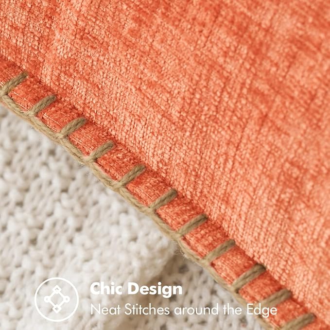 MIULEE Pack of 2 Summer Throw Pillow Covers 18x18 Inch Coral Red Farmhouse Decorative Pillow Covers with Stitched Edge Soft Chenille Solid Dyed Pillow Covers for Couch Sofa Bed Living Room
