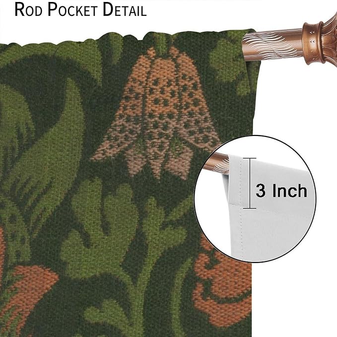 Vintage Bohemia William Morri Plant Flowers Blackout Window Curtains, Abstract Art Retro Plants Pattern Print Window Drapes, for Bedroom Living Room 42(W)*84(L) 2 Panels
