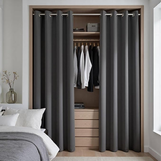 KOUFALL 78 Inch Long Closet Curtain 2 Panels,Insulated Thermal Closet Door Curtains Without Doors,Blackout Alternative to Accordion Door