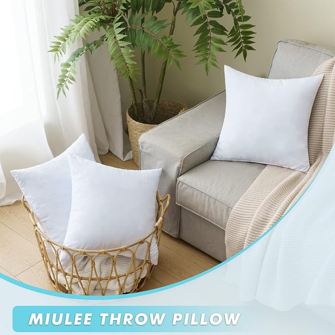 MIULEE 18x18 Pillow Inserts Set of 2-Decorative Shredded Memory Foam Cooling Throw Pillows-Adjustable Premium Square Wedding Pillow Stuffer Form for Couch Bed Cushion