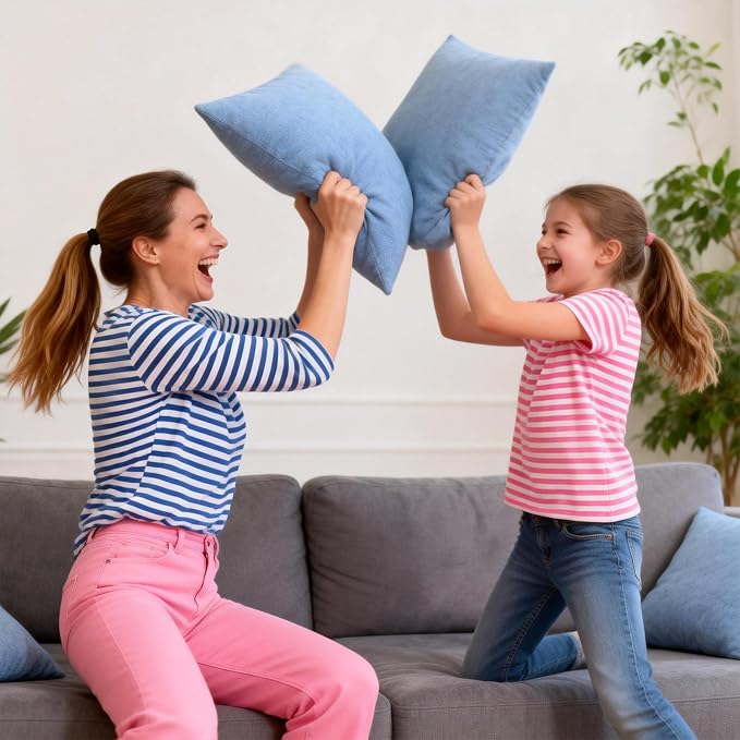 Throw Pillows with Inserts Included, 18x18 Couch Pillows,Throw Pillows for Couch,Blue,2 Pack.